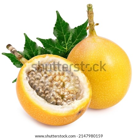 Fresh Passion fruit falling in the air with splash water isolated on white background, Passion fruit on white background With clipping path.