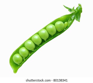 Fresh Pea Pod Isolated On White Background