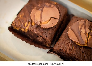 Fresh Peanut Butter Cup Chocolate Brownies Ready To Serve 