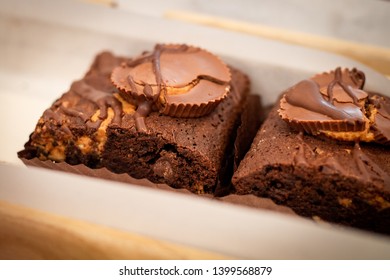 Fresh Peanut Butter Cup Chocolate Brownies Ready To Serve 