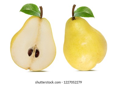 Fresh pear with leaf isolated on white background - Shutterstock ID 1227052279
