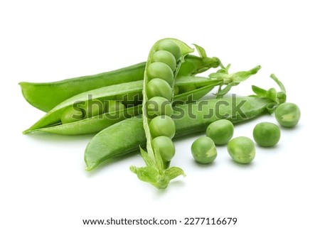 Fresh peas with bean closeup isolated on white background