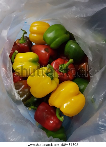 Download Fresh Peppers Plastic Bag Yellow Bell Stock Photo Edit Now 689451502 PSD Mockup Templates
