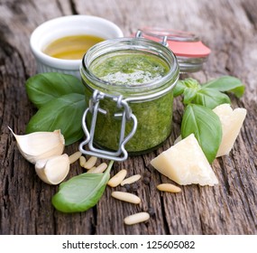 Fresh pesto with basil on wooden ground - Powered by Shutterstock