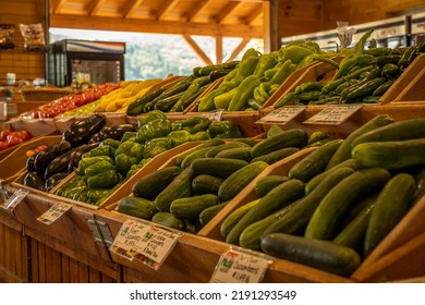 Fresh Picked Vegetables At A Local Farm Stand