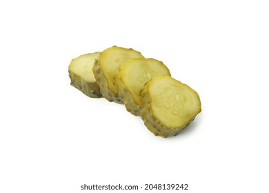 Fresh Pickle Slices Isolated On White Background