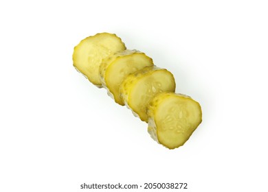 Fresh Pickle Slices Isolated On White Background