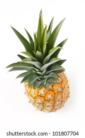 Fresh Pineapple, Ananas On White Background - Top View