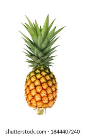 Fresh Pineapple Fruits Isolated On A White Background, Top View.