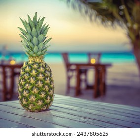 A Fresh Pineapple At A Hawaiian Beach Cafe Or Bar - Powered by Shutterstock