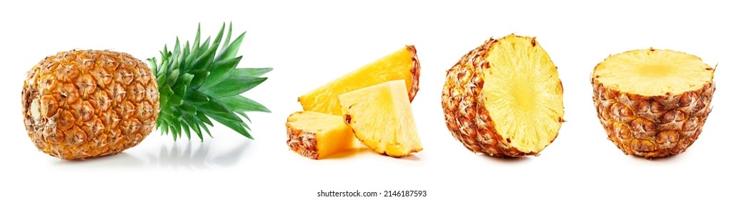 Fresh pineapple isolated on white background. Clipping path pineapple. Pineapple collection macro studio photo - Shutterstock ID 2146187593