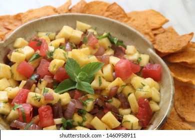 Fresh Pineapple, Watermelon, And Mint Salsa