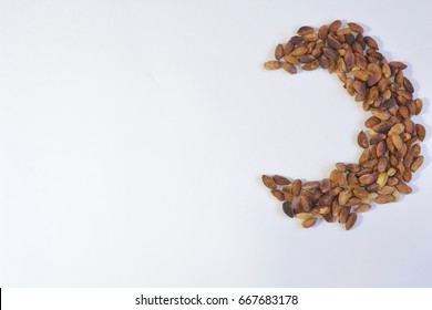 Fresh Pistachios Forming A A Crescent Shape