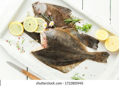 Fresh Plaice Baltic Sea Top View Food