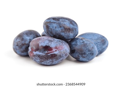 Fresh plum fruit, isolated on white background