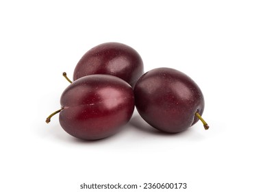 Fresh plums, isolated on white background