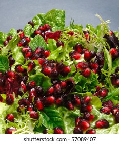 Fresh Pomegranate Beans At The Salad Leafs