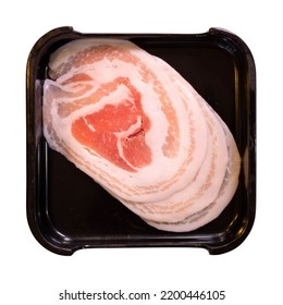 Fresh Pork Belly Fillet Sliced ​​for Chinese Hot Pot. Isolated On White Background.