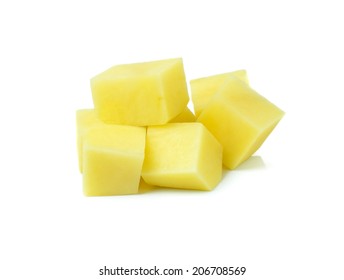 Fresh Potatoes with cut or diced isolated on white
