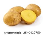 Fresh potatoes, organic potato, isolated on white background