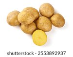 Fresh potatoes, organic potato, isolated on white background