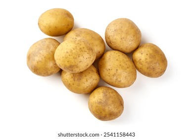 Fresh potatoes, organic potato, isolated on white background