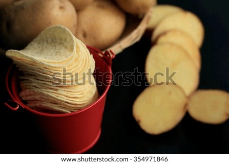 fresh potatoes with potato chips