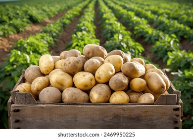 Fresh potatoes in a wooden box - Powered by Shutterstock