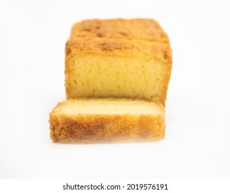 Fresh Pound Cake Slices Isolate On White Background,front View