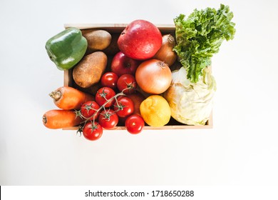 Fresh produce donation box on white background - Powered by Shutterstock