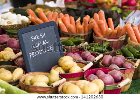 Fresh produce on sale at the local farmers market.