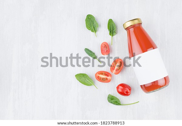 Download Fresh Pulpy Tomato Juice Glass Bottle Stock Photo Edit Now 1823788913