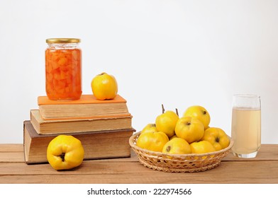 Fresh Quince Jam And Juice On The Table