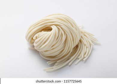 Fresh Ramen Noodles On White Background.