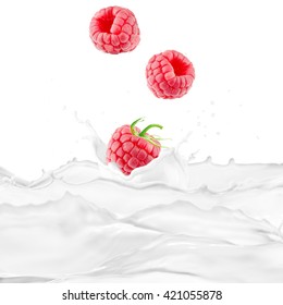 Fresh Raspberry With Milk Splash