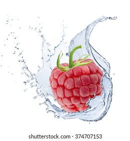 Fresh Raspberry With Water Splash