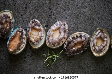 Fresh raw abalone on marble 