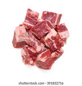 Fresh Raw Beef Cubes Isolated On White 