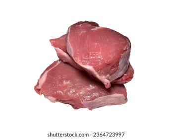 Fresh raw beef. Isolated on white background.  - Shutterstock ID 2364723997