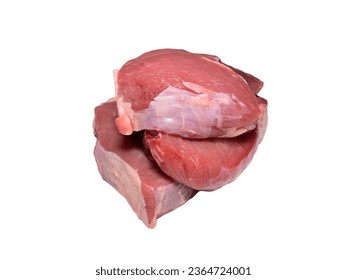 Fresh raw beef. Isolated on white background.  - Shutterstock ID 2364724001