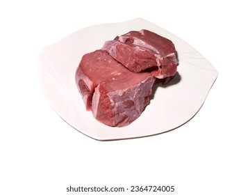 Fresh raw beef. Isolated on white background.  - Shutterstock ID 2364724005