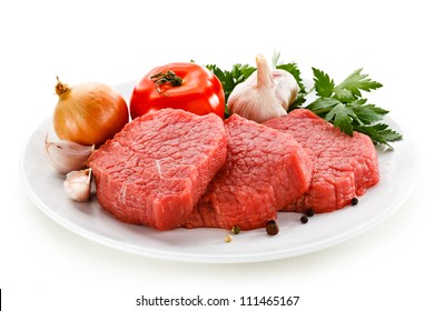 Fresh raw beef on white background - Powered by Shutterstock