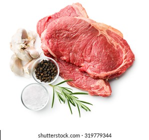 Fresh Raw Beef On White Background