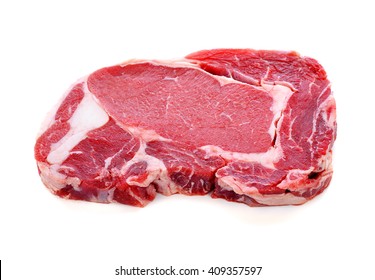 Fresh Raw Beef Steak Isolated On White