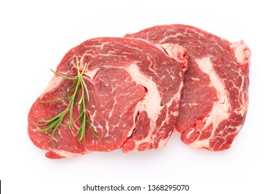 Fresh raw bio  beef steak isolated on white background. - Shutterstock ID 1368295070