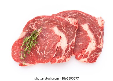Fresh raw bio  beef steak isolated on white background. - Shutterstock ID 1865393377