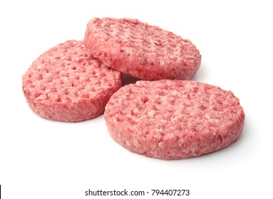 Fresh Raw Burger Patties Isolated On White