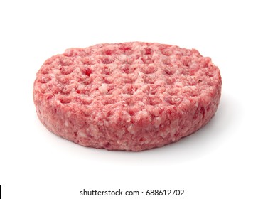 Fresh Raw Burger Patty Isolated On White