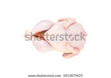 Fresh raw chicken carcass isolated on a white background. The view from the top.