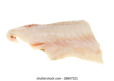 Fresh Raw Cod Fillet Isolated On White